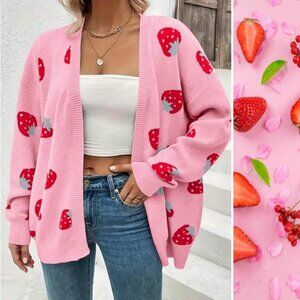 Clearlove Strawberry Print Cardigan NWT